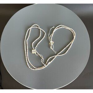 Philippines Shell Heishi Beads 2 Strands Natural Cream 24" Each NOS With Tag 24g